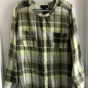 Lane Bryant Spring Green Yellow Plaid overshirt
